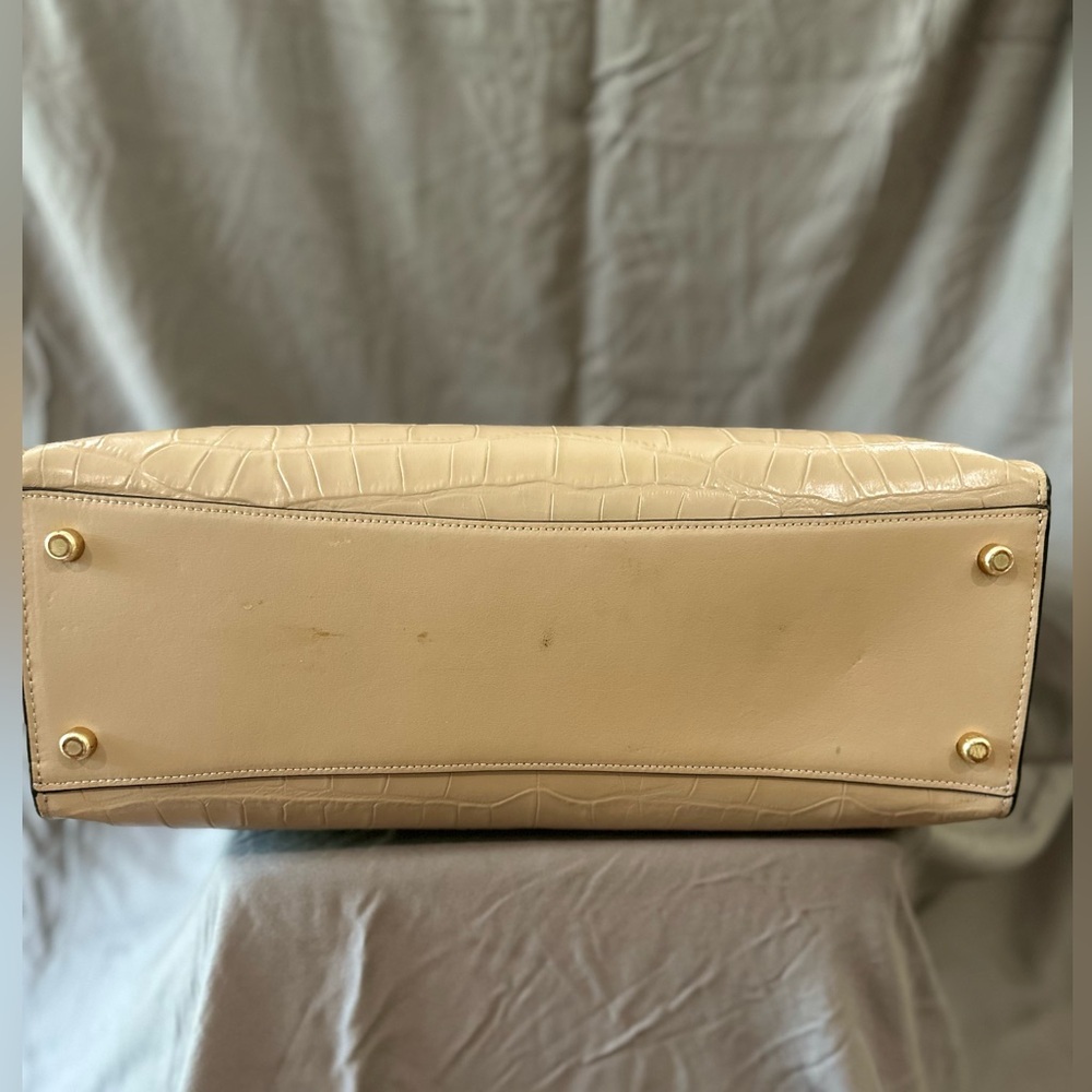 Coach Croc-Embossed Leather Bag in Beige - Picture 6 of 9